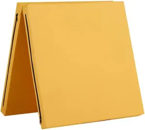 Gymnastics Mat Gym Mat Folding Mattress with Carrying Handle, 2"/4" Thick Waterproof Fabric Floor Mat Floor Guest Bed with Removable Cover,Foldable Mattress (Yellow-PU,24"x47"x2")
