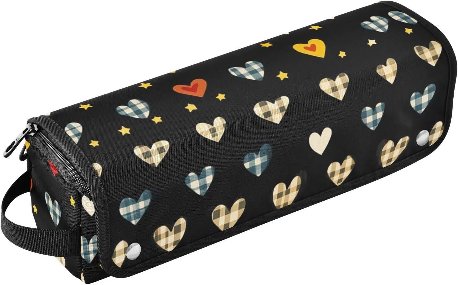Hair Tools Travel Bag with Heat Resistant Mat Curling Iron Bag for Women Hair Tool Storage Case Straightener Flat Irons Hot Tools Travel Essentials Black Checkered Hearts
