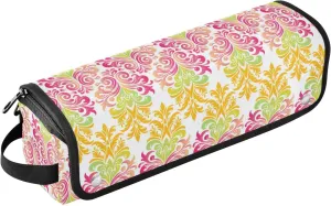 Hair Tools Travel Bag with Heat Resistant Mat Curling Iron Bag for Women Hair Tool Storage Case Straightener Flat Irons Hot Tools Travel Essentials Boho Floral Pink Roses