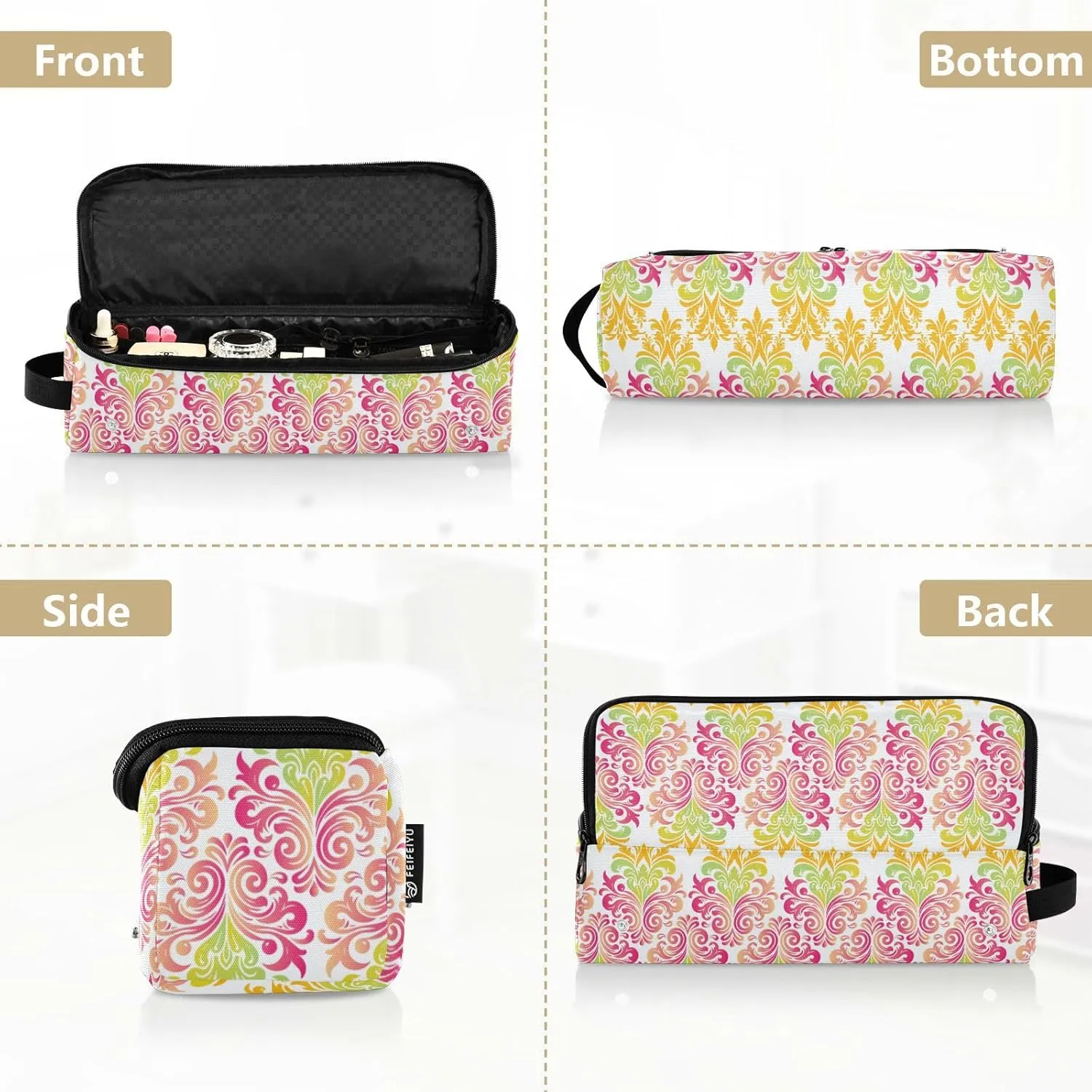 Hair Tools Travel Bag with Heat Resistant Mat Curling Iron Bag for Women Hair Tool Storage Case Straightener Flat Irons Hot Tools Travel Essentials Boho Floral Pink Roses