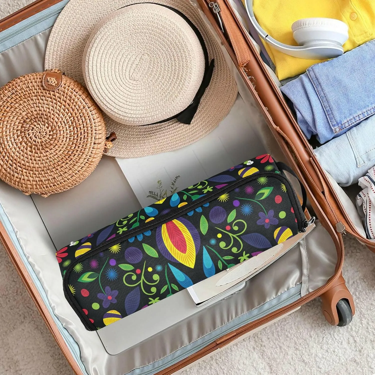 Hair Tools Travel Bag with Heat Resistant Mat Curling Iron Bag for Women Hair Tool Storage Case Straightener Flat Irons Hot Tools Travel Essentials Boho3