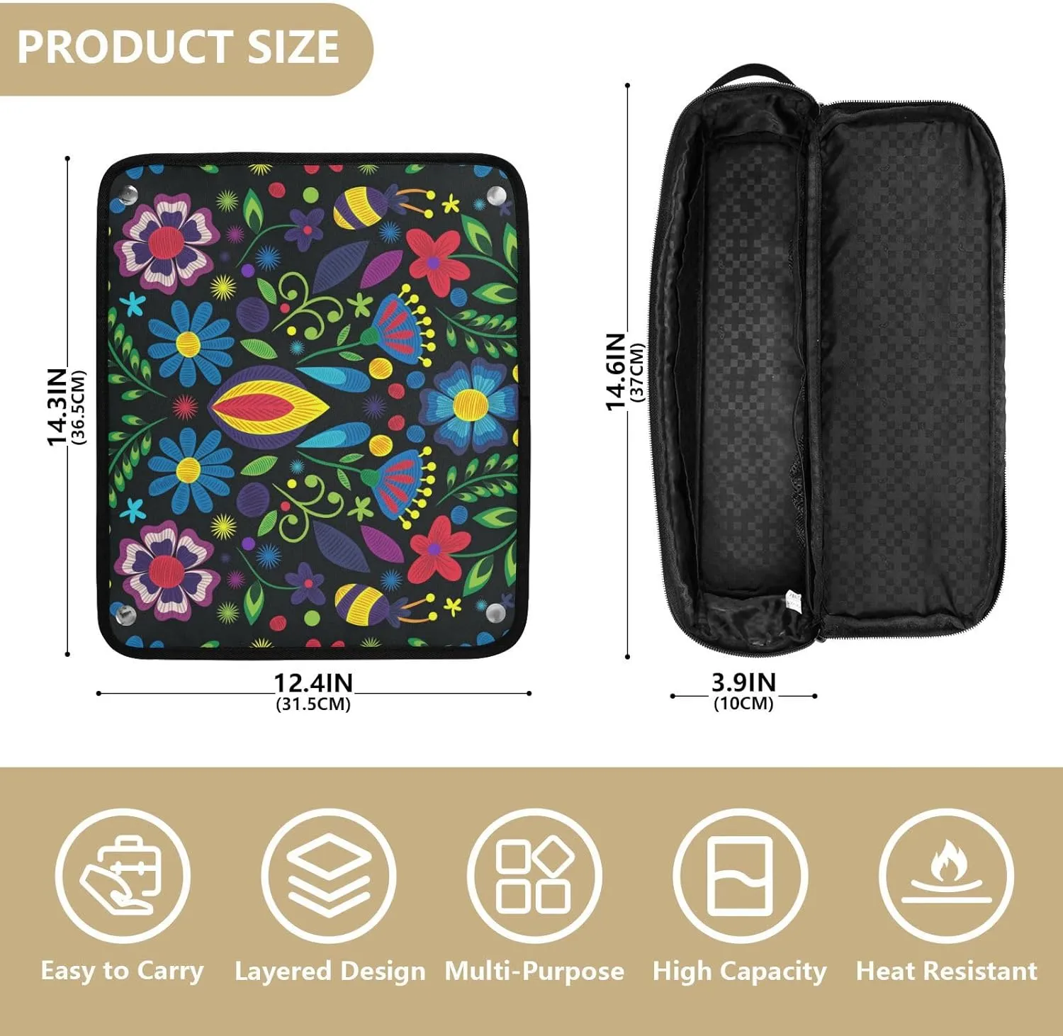 Hair Tools Travel Bag with Heat Resistant Mat Curling Iron Bag for Women Hair Tool Storage Case Straightener Flat Irons Hot Tools Travel Essentials Boho3