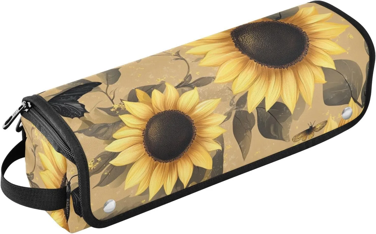 Hair Tools Travel Bag with Heat Resistant Mat Curling Iron Bag for Women Hair Tool Storage Case Straightener Flat Irons Hot Tools Travel Essentials Brown Sunflower