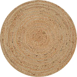 Hand Woven Jute Area Rug - 2' Round - Rustic Beige Reversible Farmhouse Rugs for Living Room, Bedroom, Kitchen - Vintage Natural Braided Entry Floor Décor Circle Boho Small Round Rugs 2 feet
