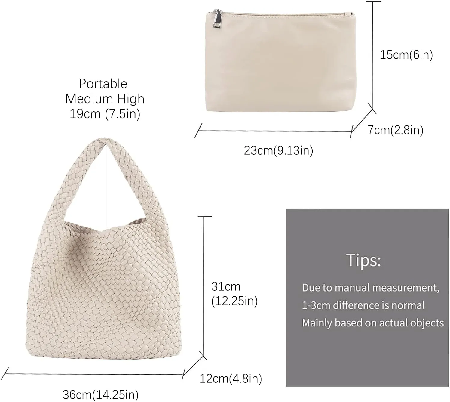 Hand Woven Tote for Women - Vegan Leather Handle Handbag, Travel Shoulder Bag, Hobo and Beach Bag With Purse