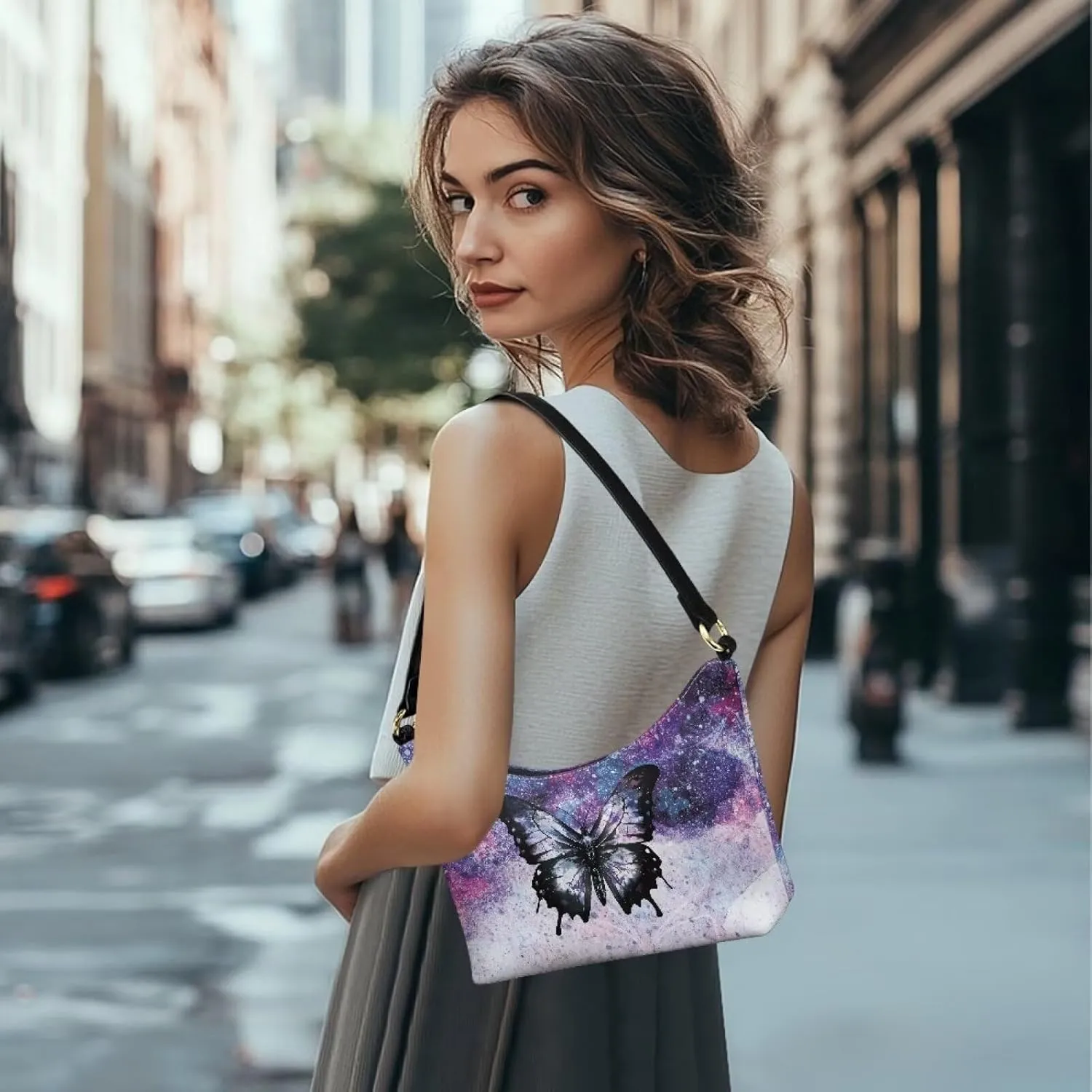 Handbag for Women Leather Underam Shoulder Bag with Zipper Fashion Work Purse Waterproof Travel Wallet
