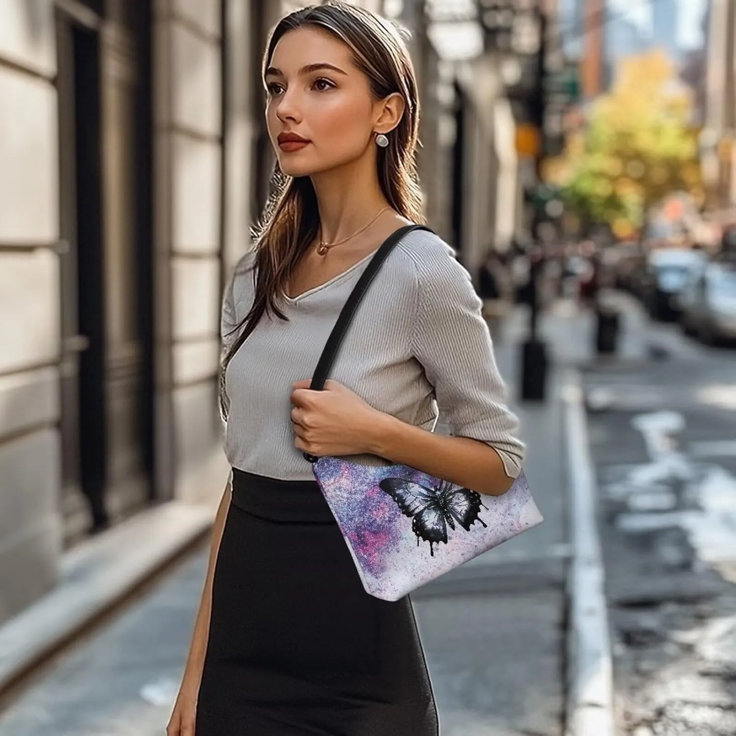 Handbag for Women Leather Underam Shoulder Bag with Zipper Fashion Work Purse Waterproof Travel Wallet