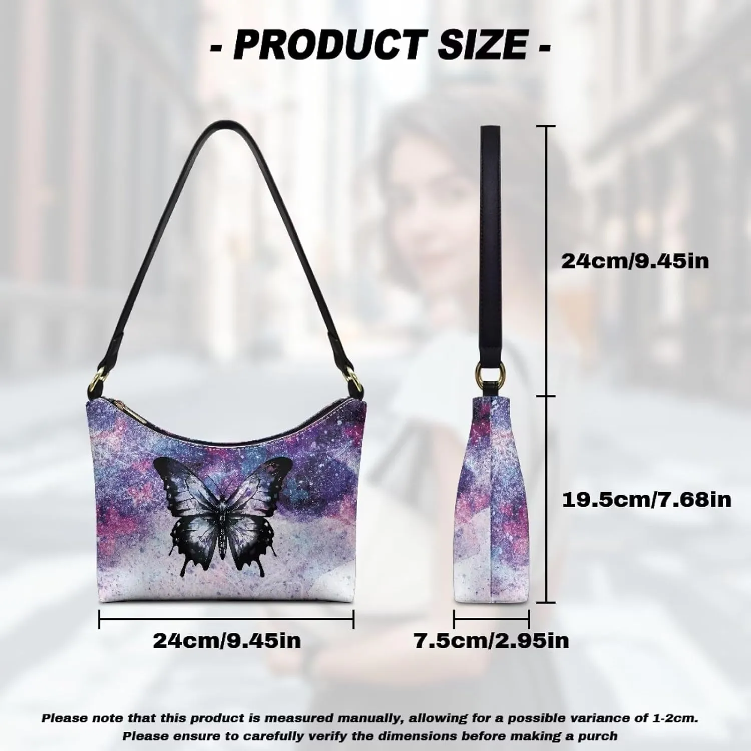 Handbag for Women Leather Underam Shoulder Bag with Zipper Fashion Work Purse Waterproof Travel Wallet