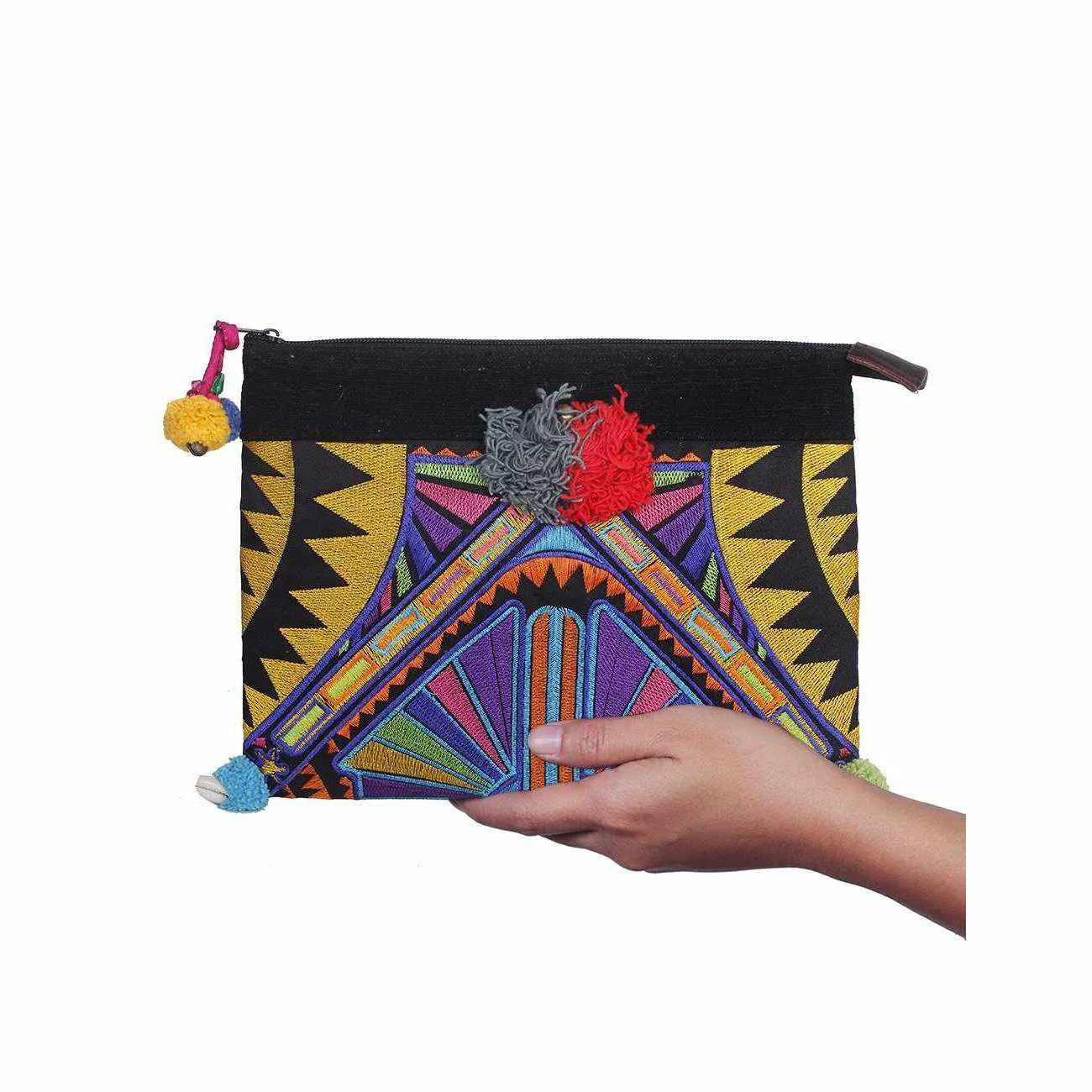 Handcrafted Embroidered Clutch | iPad Bag - Thailand