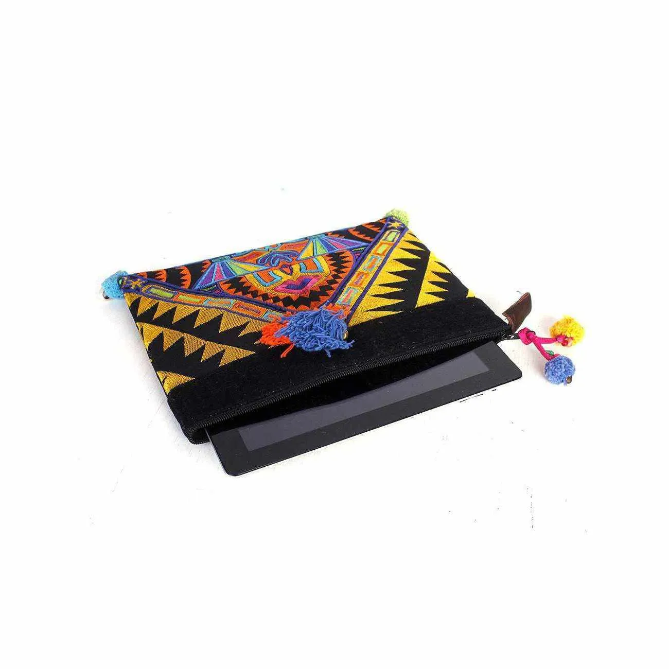 Handcrafted Embroidered Clutch | iPad Bag - Thailand