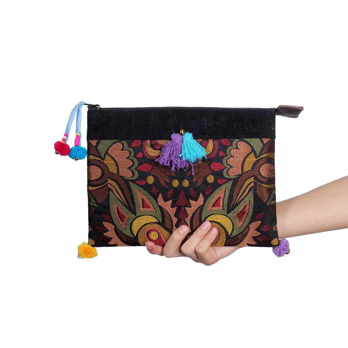 Handcrafted Embroidered Clutch | iPad Bag - Thailand