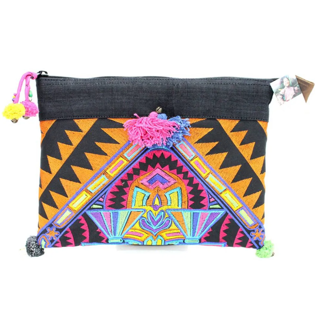Handcrafted Embroidered Clutch | iPad Bag - Thailand