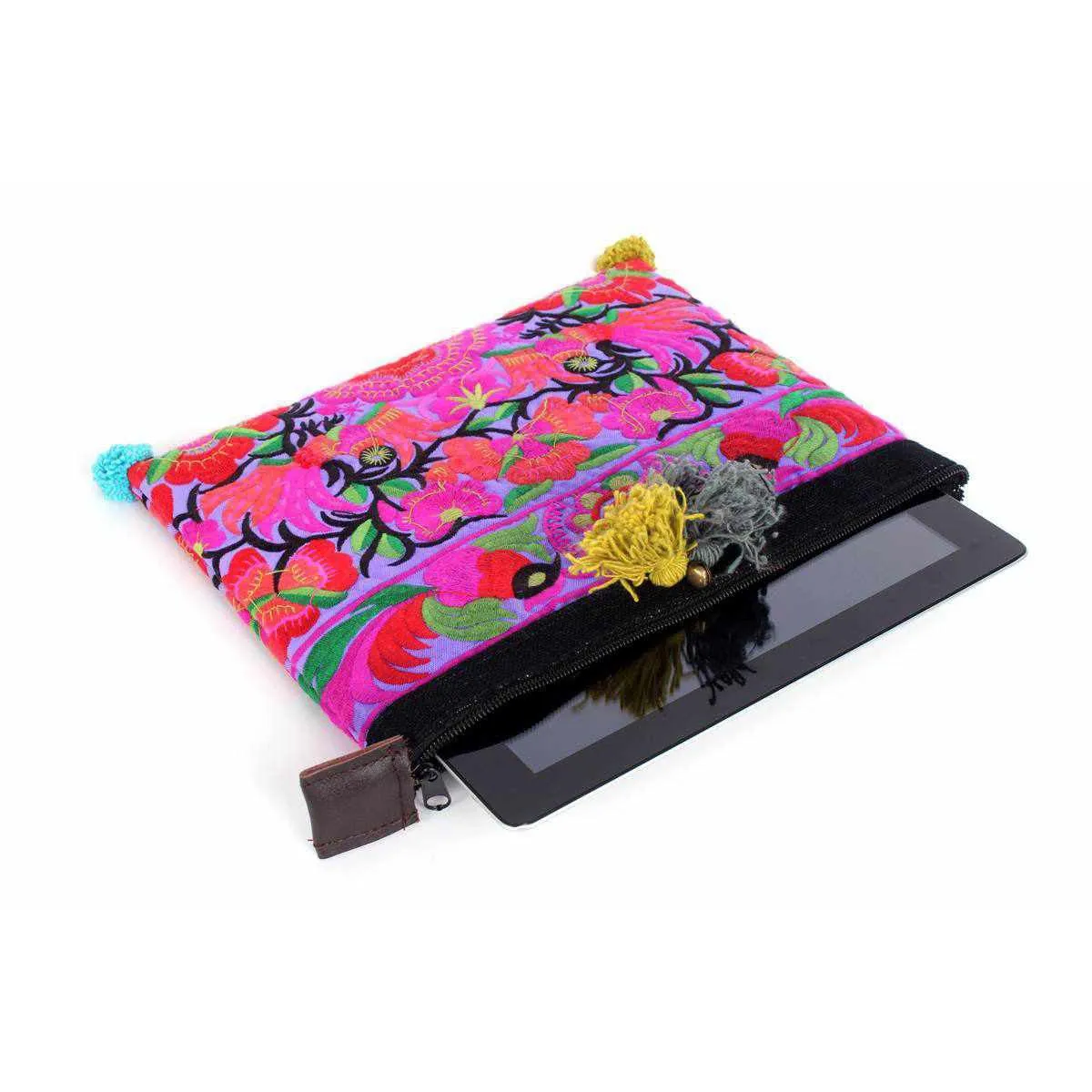 Handcrafted Embroidered Clutch | iPad Bag - Thailand