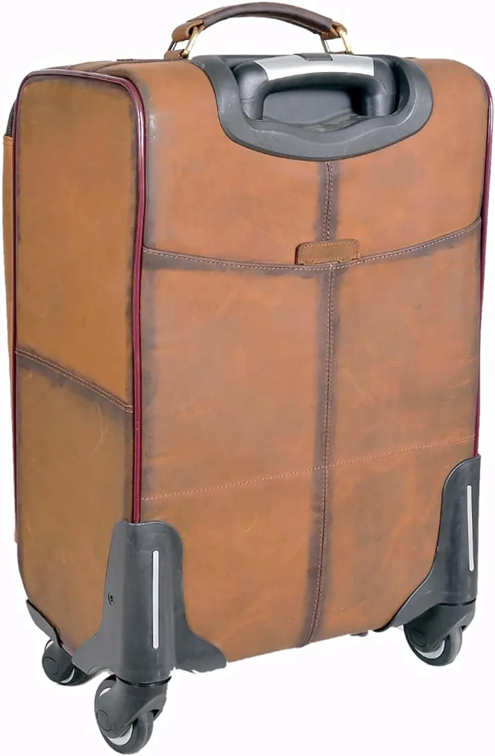 Handcrafted Leather Carry-On Travel Suitcase Wheels Aircraft 18SKL
