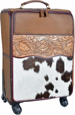 Handcrafted Leather Carry-On Travel Suitcase Wheels Aircraft 18SKL