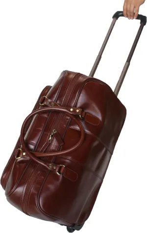 Handcrafted Leather Carry-On Travel Suitcase Wheels Aircraft 18SKL