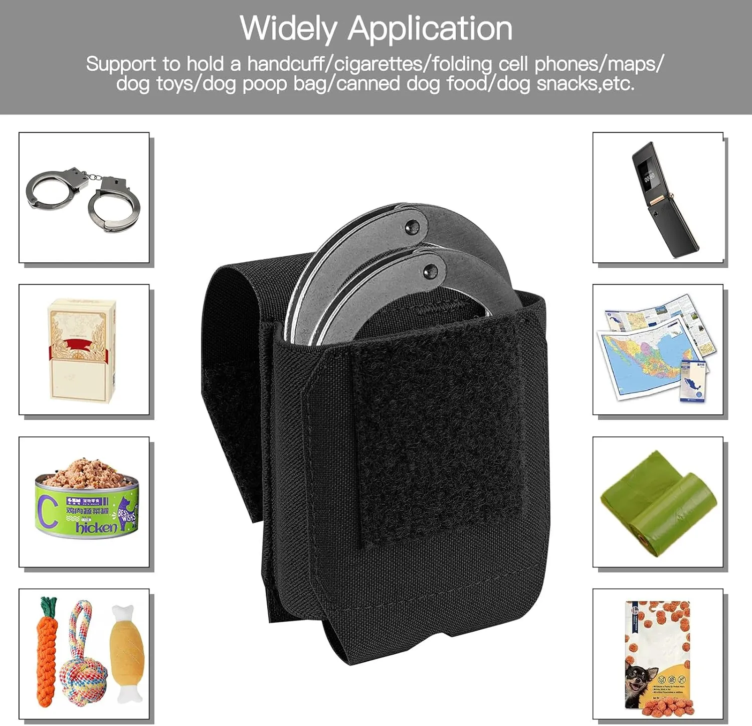 Handcuff Pouch, Molle Handcuffs Holder Hoslter Nylon Cuff Pouches Case for Duty Belt Tactical Vest Police Law Enforcement Security Officer Accessories fits Most Hand Cuffs