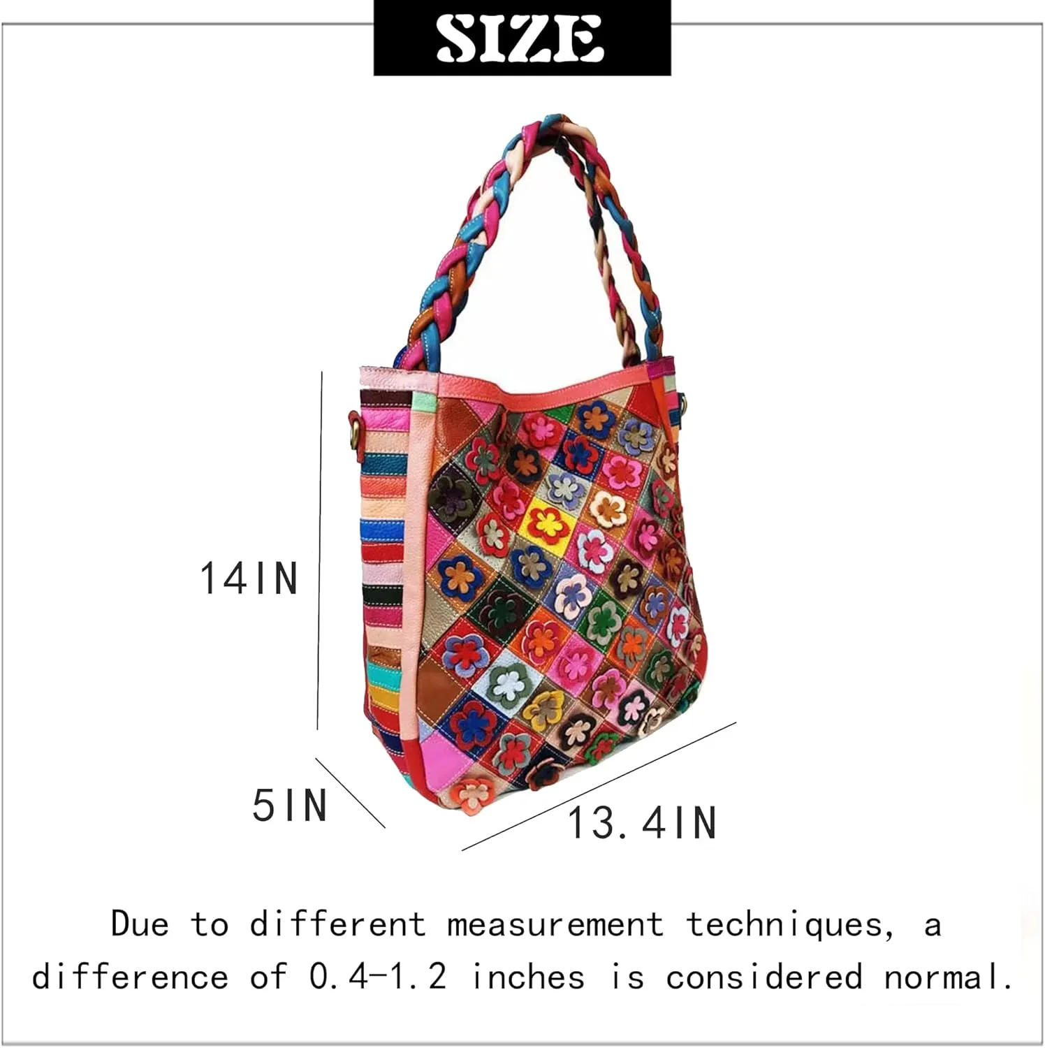 Handmade Cowhide Multi-color Block Random Stitching Unique Style Women's Bag - Crossbody, Shoulder and Handheld