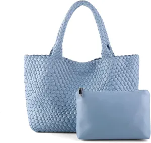 Handmade Woven Bag Satchel Handbag For Women Vegan Leather Tote Bag With Purses Travel Shoulder Bag Underarm Bag
