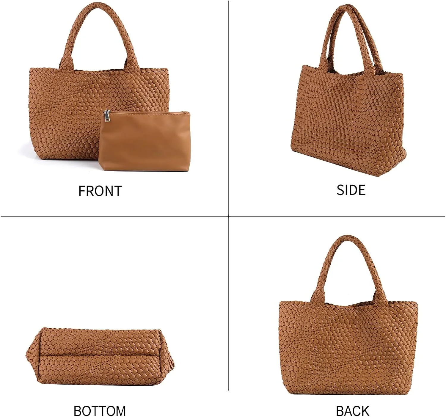 Handmade Woven Bag Satchel Handbag For Women Vegan Leather Tote Bag With Purses Travel Shoulder Bag Underarm Bag
