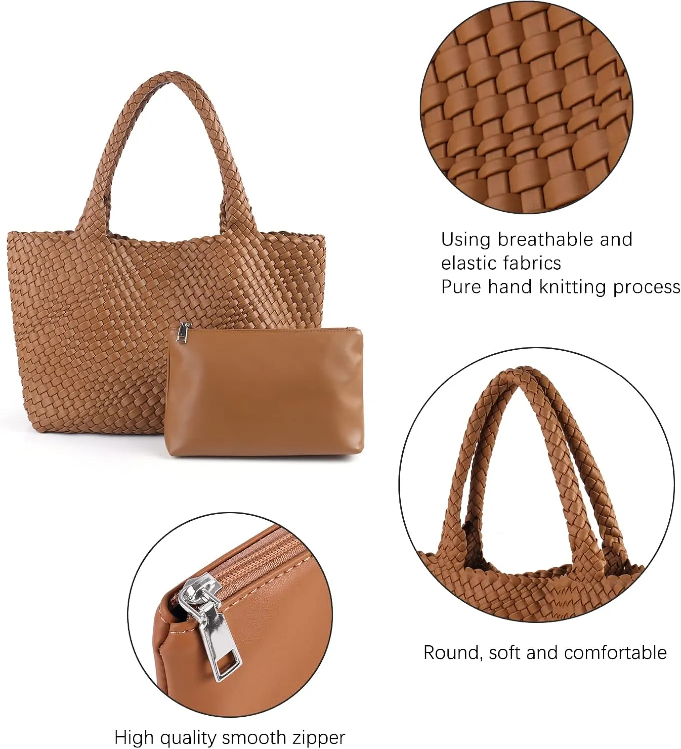 Handmade Woven Bag Satchel Handbag For Women Vegan Leather Tote Bag With Purses Travel Shoulder Bag Underarm Bag