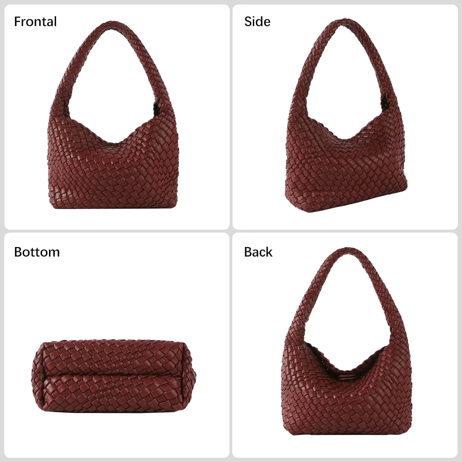 Handmade Woven Tote Bag - Women's Vegan Leather Shoulder Bag With Purses