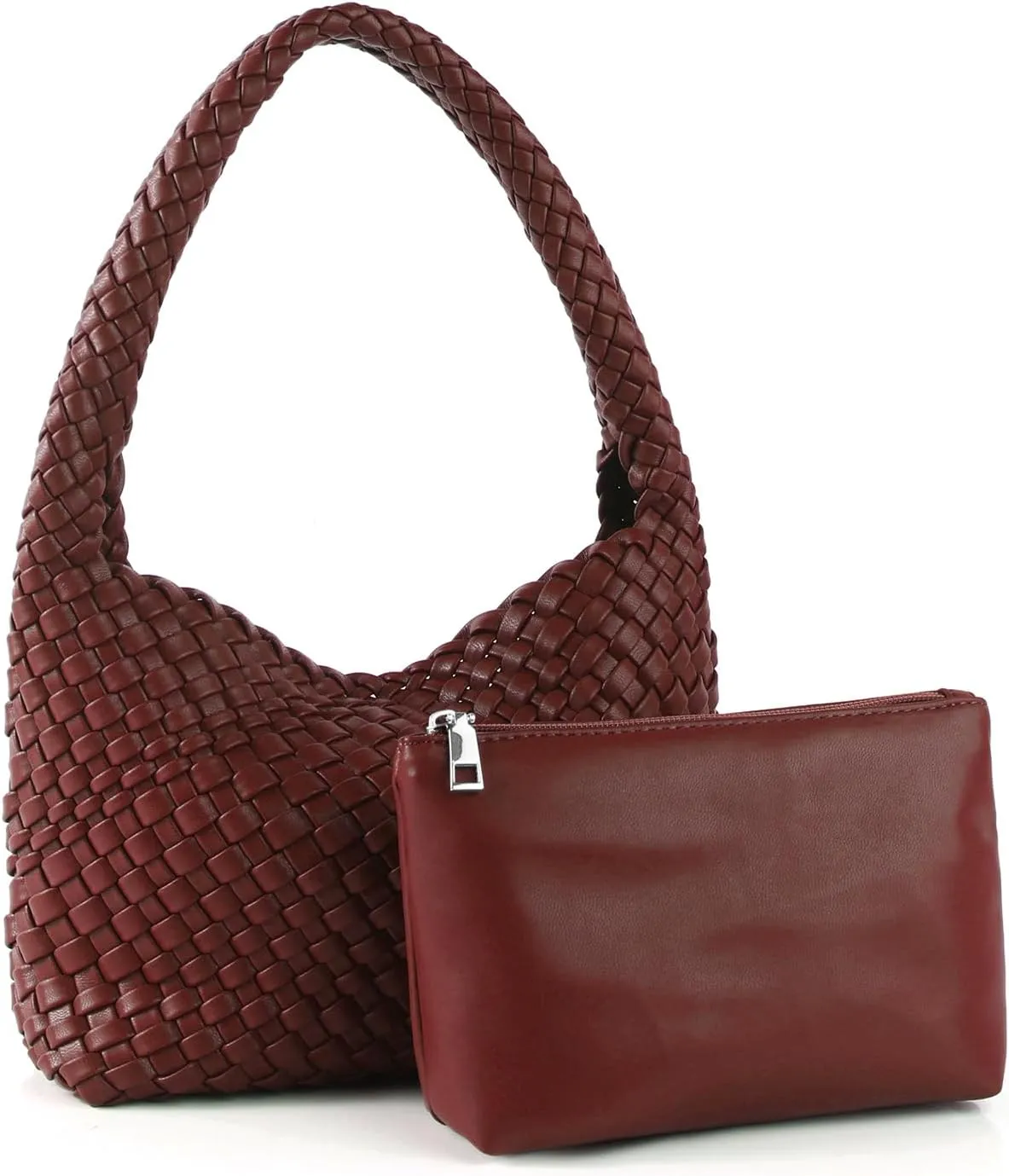 Handmade Woven Tote Bag - Women's Vegan Leather Shoulder Bag With Purses