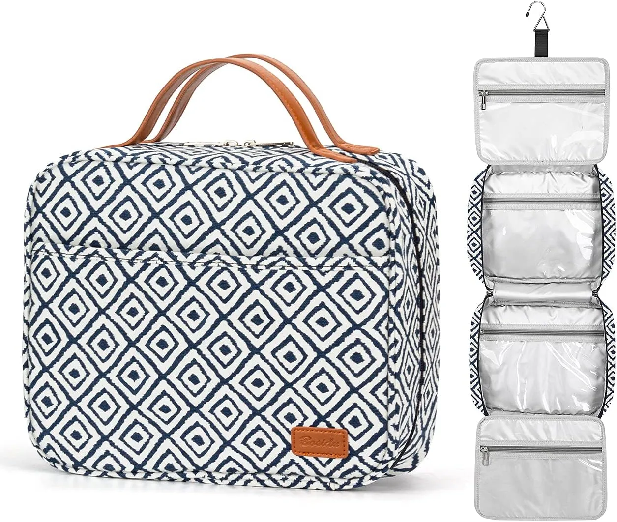 Hanging Travel Toiletry Bag,Large Capacity Cosmetic Travel Toiletry Organizer for Women with 4 Compartments & 1 Sturdy Hook,Perfect for Travel/Daily Use/Christmas