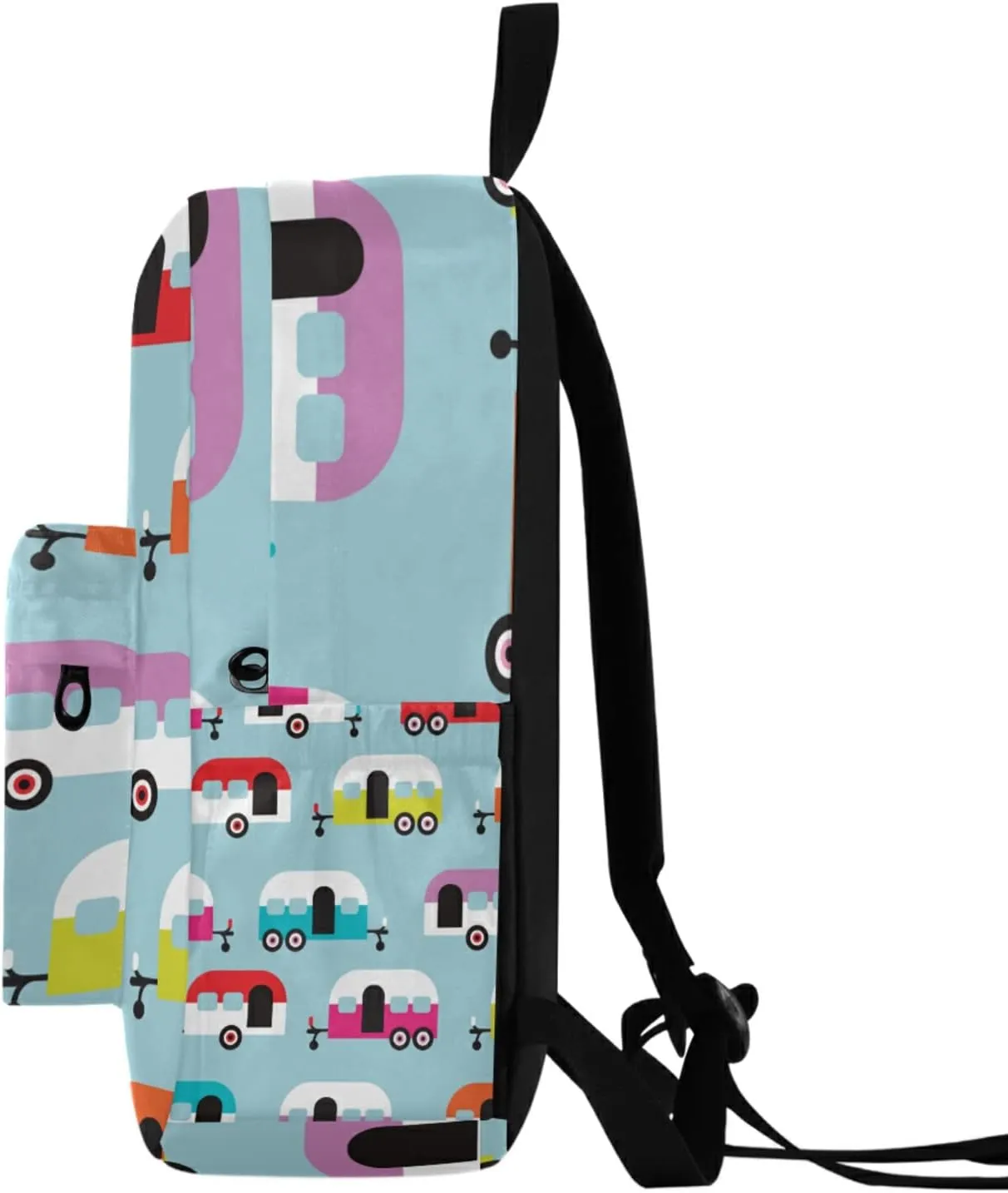 Happy Camper Caravan Backpack, Travel Rucksack Lightweight School Bookbag Daypack for Adults Teen Students Boys Girls