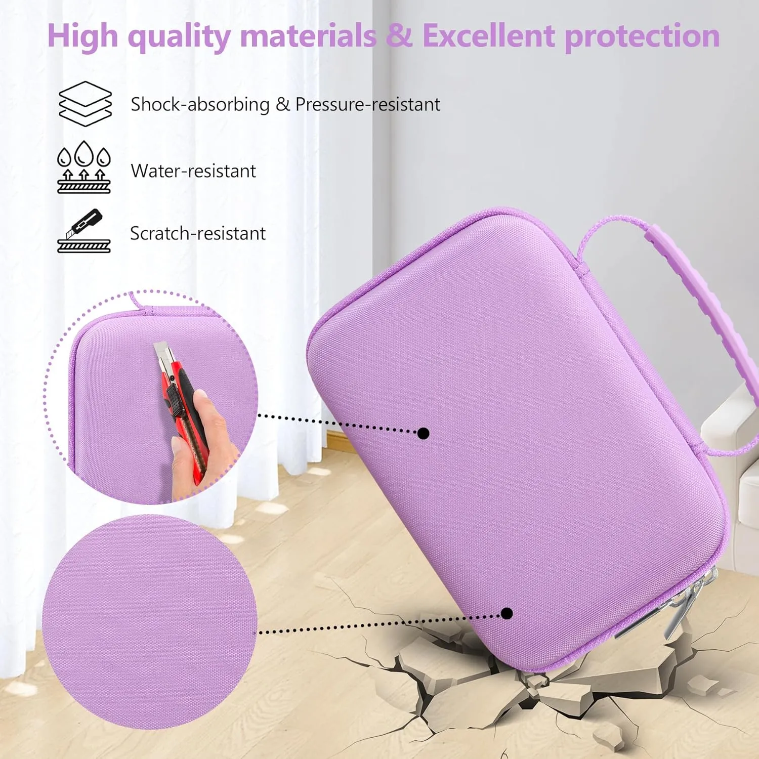 Hard Carrying Case for NIIMBOT B1 Label Maker Machine, Thermal Label Printer Storage Travel Holder fit Label Tape, Charging Cable, User Manual, Purple