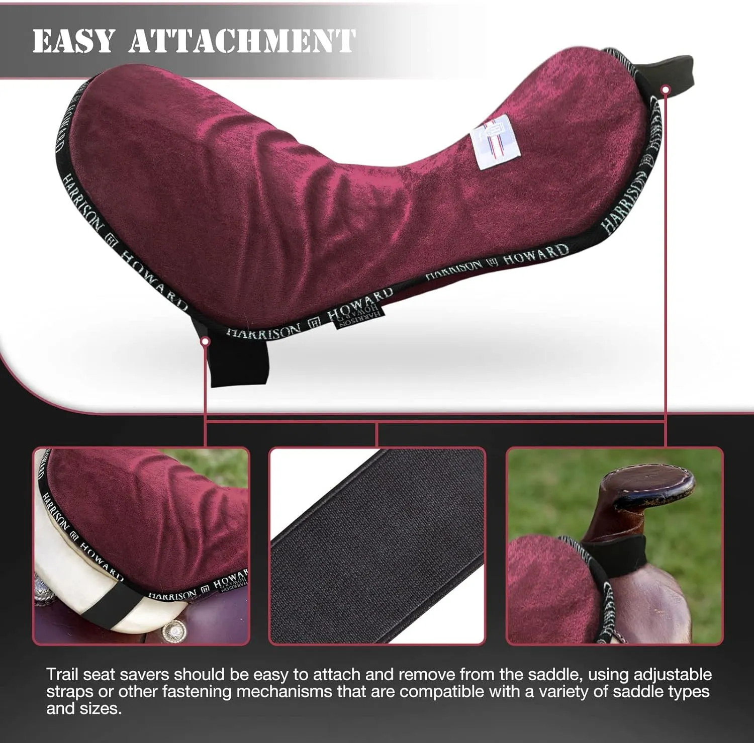 Harrison Howard Trail Seat Saver Western Tack Saddle Ride-on Pad with Cushion Bottom Helps Distribute Back Pressure