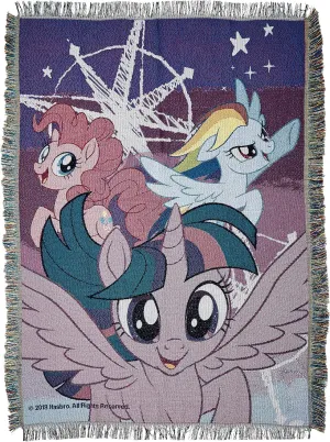 Hasbro's My Little Pony, "Friendship Awaits" Woven Tapestry Throw Blanket, 48" x 60", Multi Color