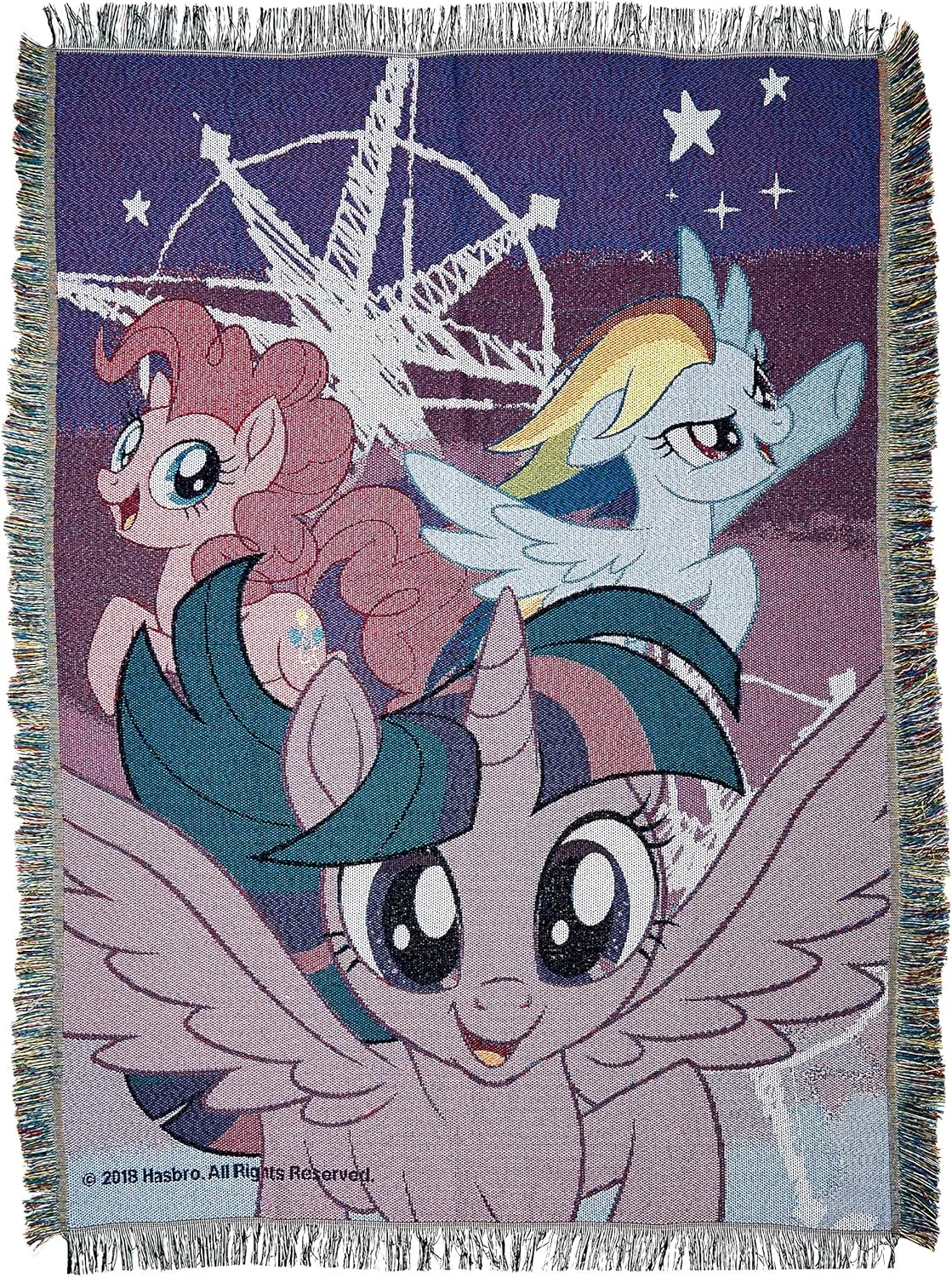 Hasbro's My Little Pony, "Friendship Awaits" Woven Tapestry Throw Blanket, 48" x 60", Multi Color