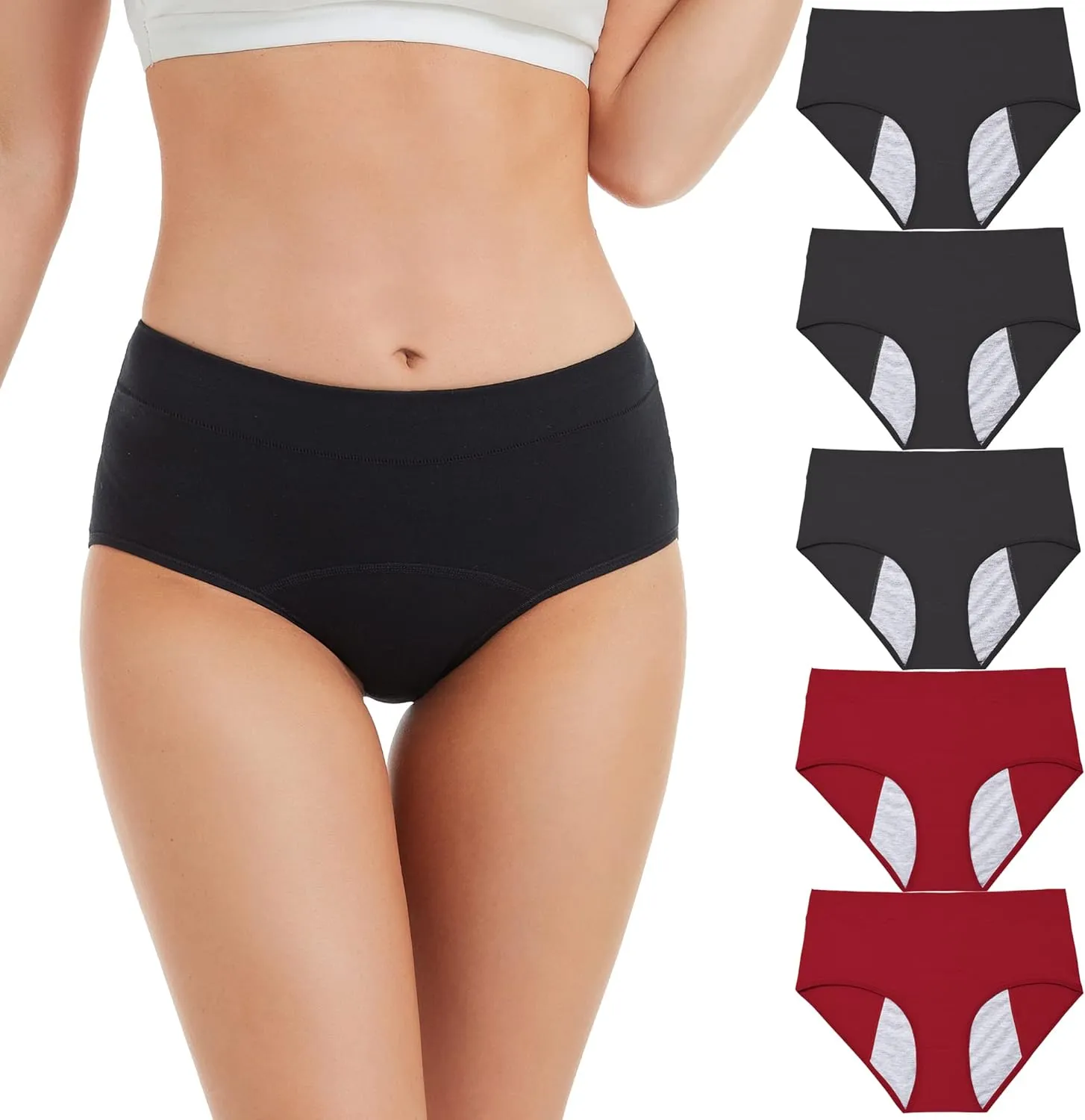 HATSURE Period Underwear for Women Leak Proof Cotton Overnight Menstrual Panties Briefs (Multipack)