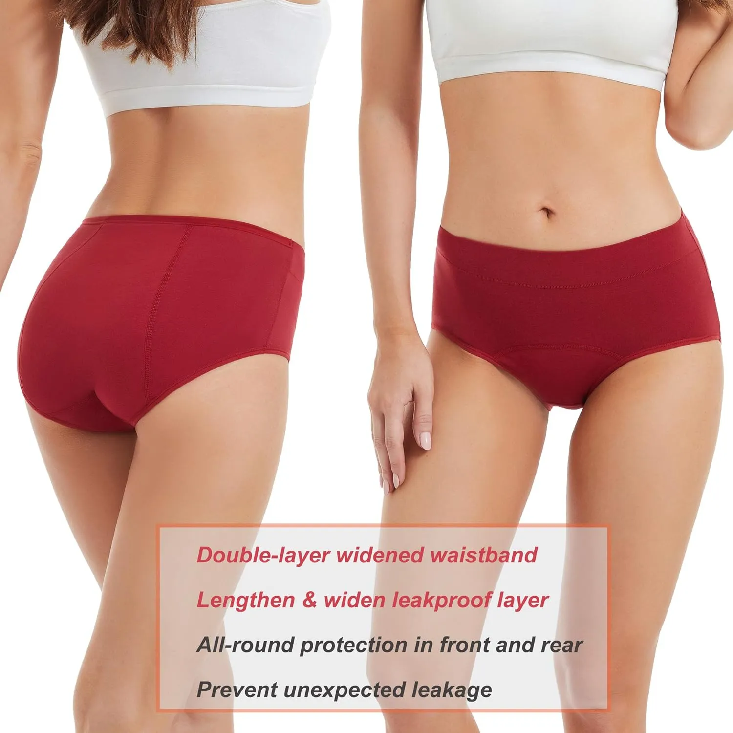 HATSURE Period Underwear for Women Leak Proof Cotton Overnight Menstrual Panties Briefs (Multipack)