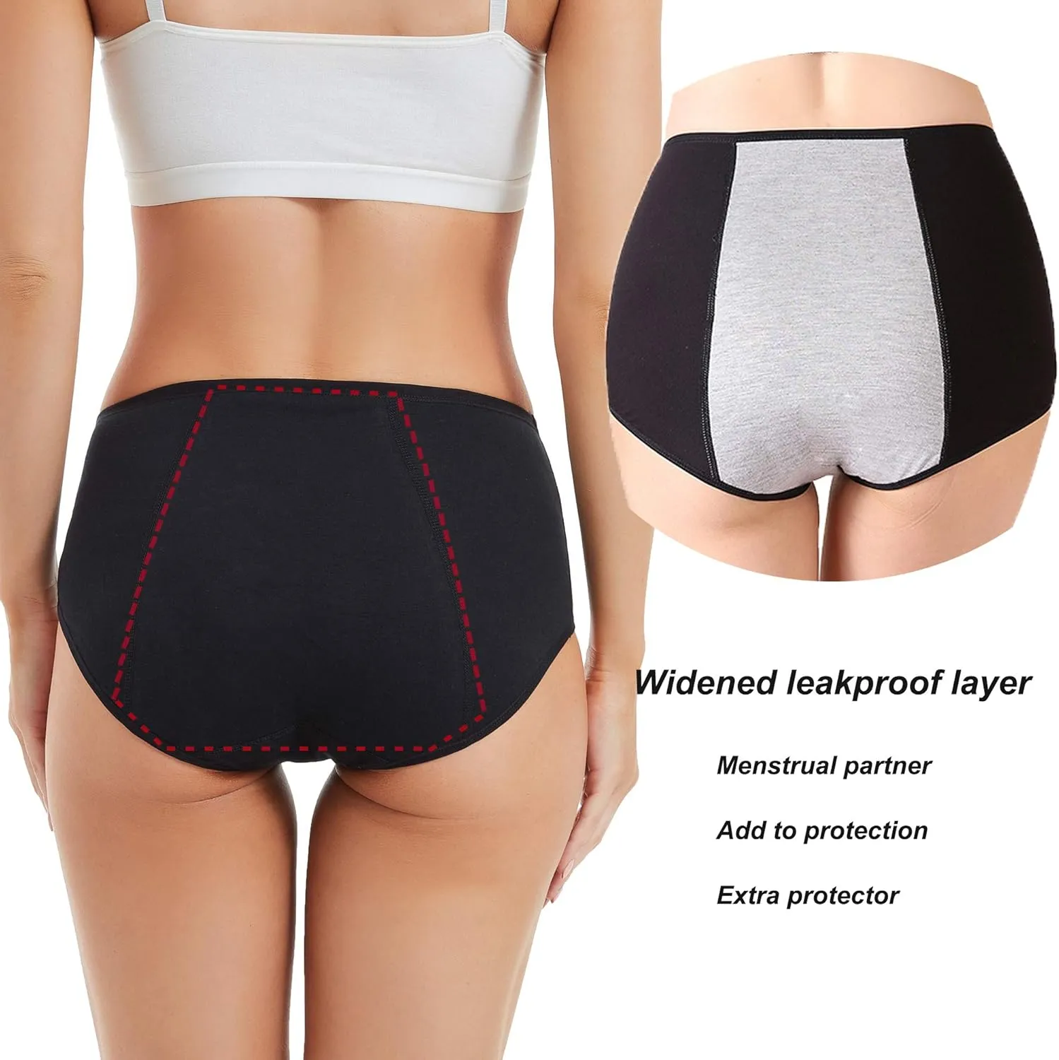 HATSURE Period Underwear for Women Leak Proof Cotton Overnight Menstrual Panties Briefs (Multipack)