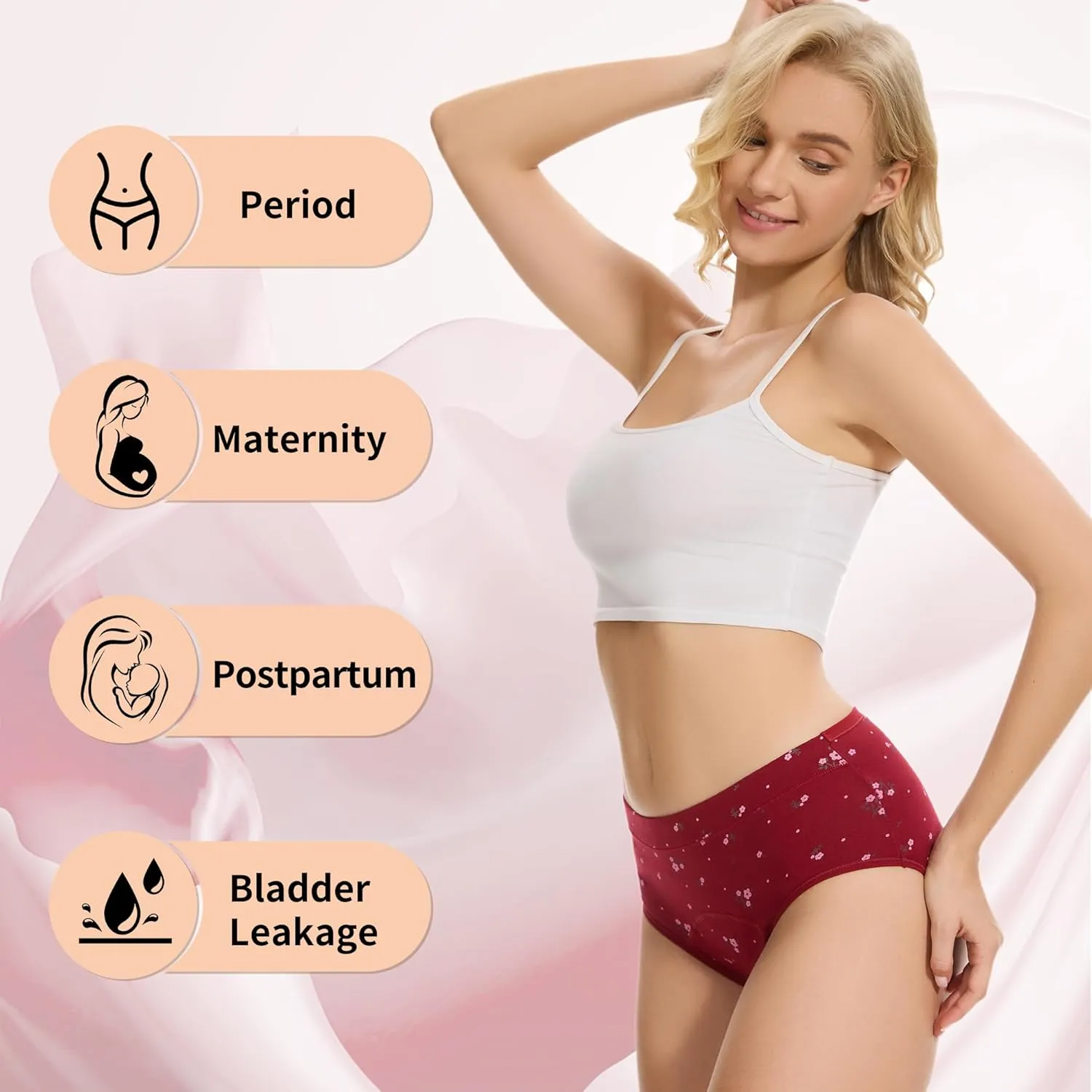 HATSURE Period Underwear for Women Leak Proof Cotton Overnight Menstrual Panties Briefs (Multipack)