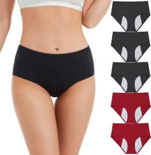 HATSURE Period Underwear for Women Leak Proof Cotton Overnight Menstrual Panties Briefs (Multipack)