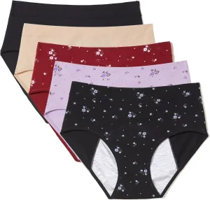 HATSURE Period Underwear for Women Leak Proof Cotton Overnight Menstrual Panties Briefs (Multipack)