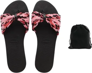 Havaianas Women's You St. Tropez Mesh Sandals - Elegant, Comfortable, and Durable Flip Flops with Woven Mesh Straps, Ideal for Beach, Casual, and Everyday Wear, Includes Velvet Pouch, 9-10, Black