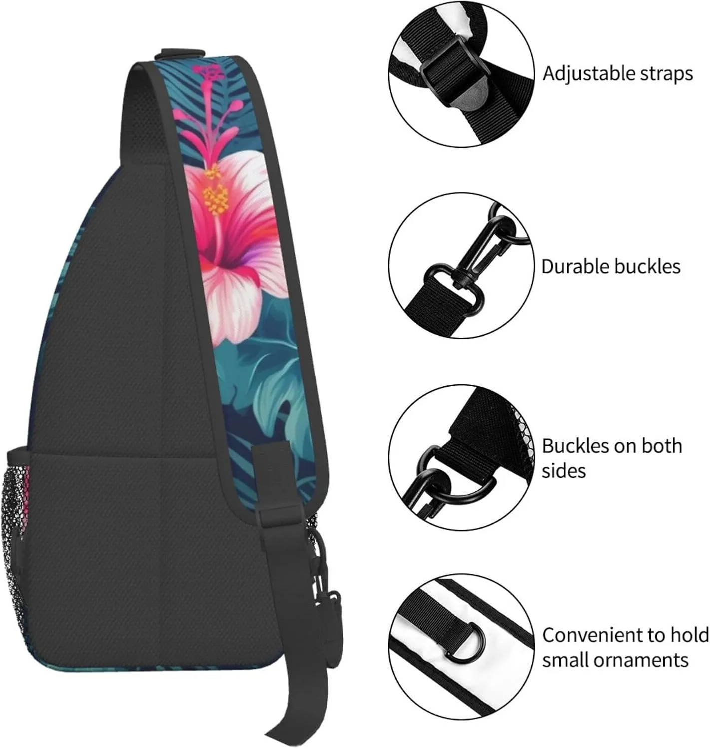 Hawaii Pink Flower Print Men'S Casual Crossbody Chest Bag - A Versatile Accessory For Everyday Use And Short Trips