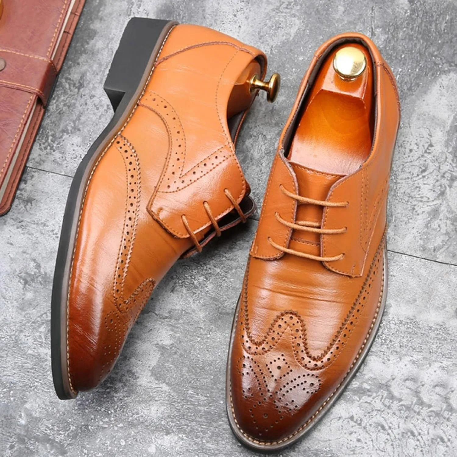 Hbeylia Mens Tuxedo Shoes Patent Leather Lace Up Formal Business Oxford Dress Shoes Classic Fashion Closed Pointed Toe Leather Tuxedo Oxford Wingtip Dress Shoes For Men Business Office Work Wedding