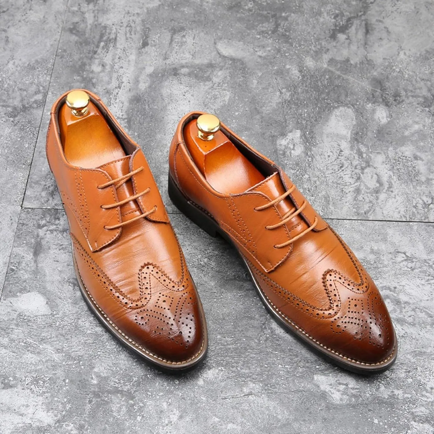 Hbeylia Mens Tuxedo Shoes Patent Leather Lace Up Formal Business Oxford Dress Shoes Classic Fashion Closed Pointed Toe Leather Tuxedo Oxford Wingtip Dress Shoes For Men Business Office Work Wedding