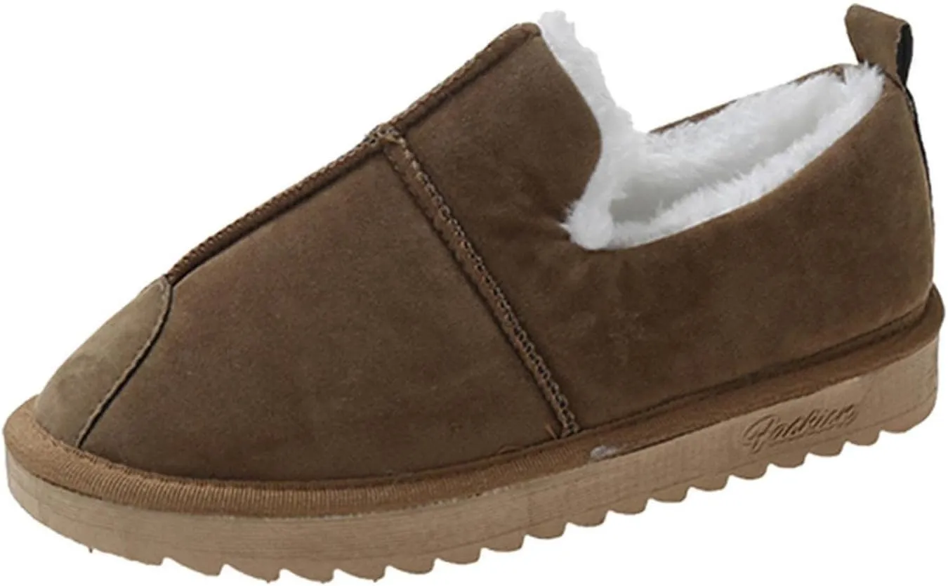 Hbeylia Slip On Loafers Boots For Women Fashion Casual Soft Cozy Warm Suede Plush Fur Lined Slip-On Flats Non Skids Ankle Booties Walking Driving Shoes Fashion Sneakers Short Boots With Fleece Lining
