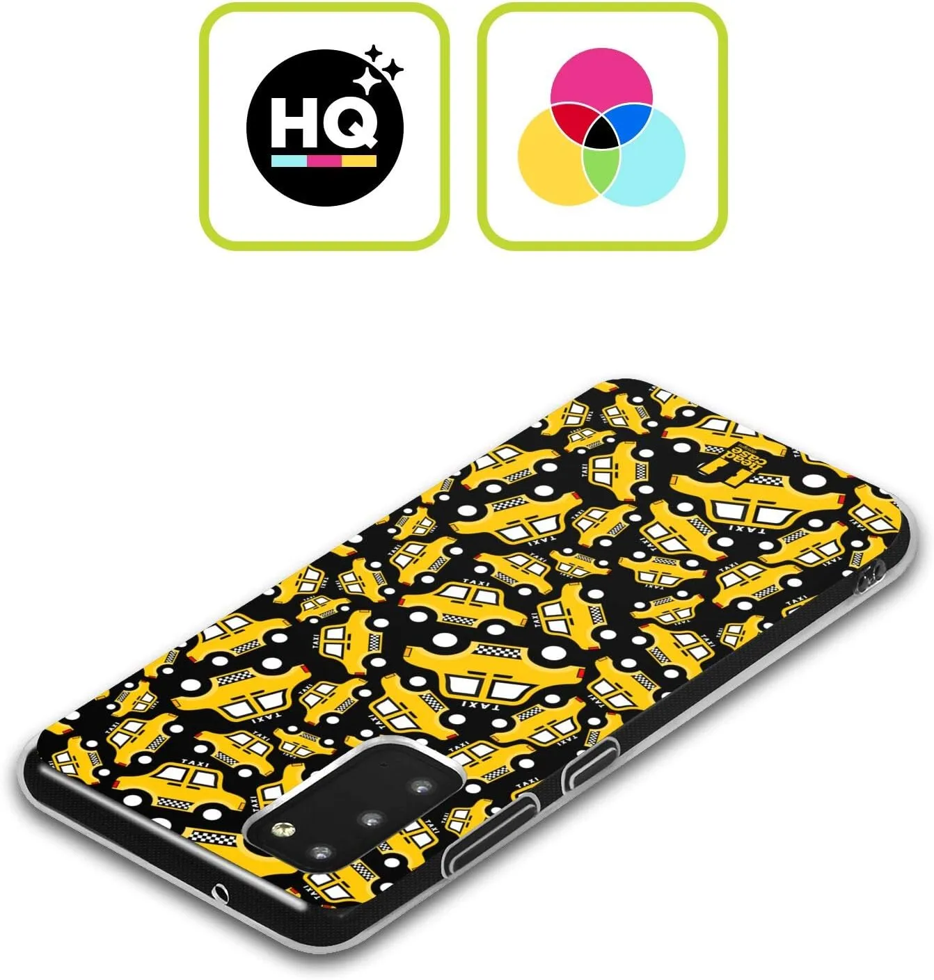 Head Case Designs Black Taxi Pattern Yellow Cab Soft Gel Case [Military Grade Protection] Compatible with Samsung Galaxy S25