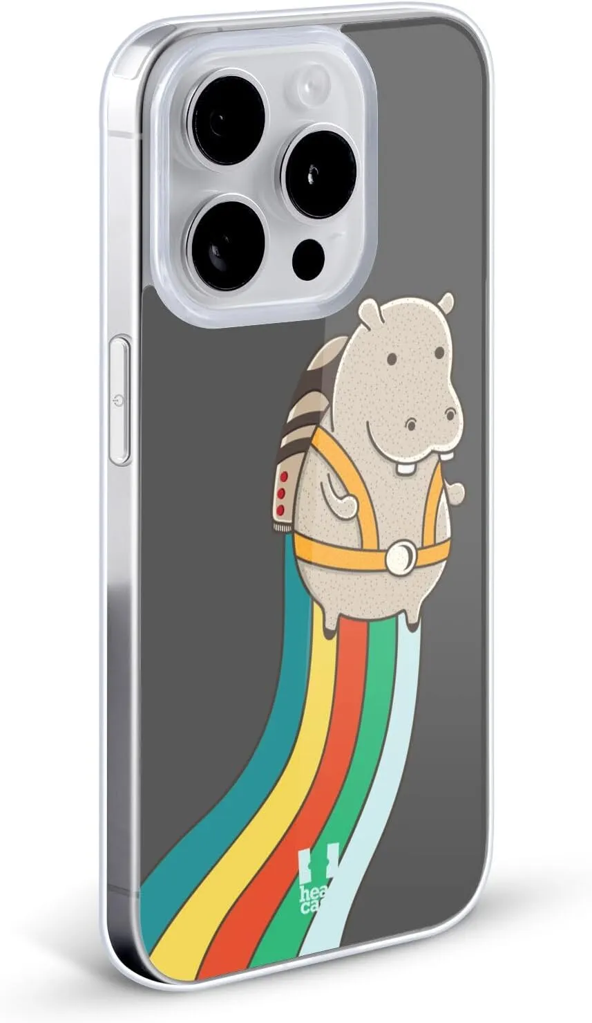 Head Case Designs Hippo Jetpack Animals Gel Case [Military Grade Protection] Compatible with Apple iPhone 16e and Compatible with MagSafe