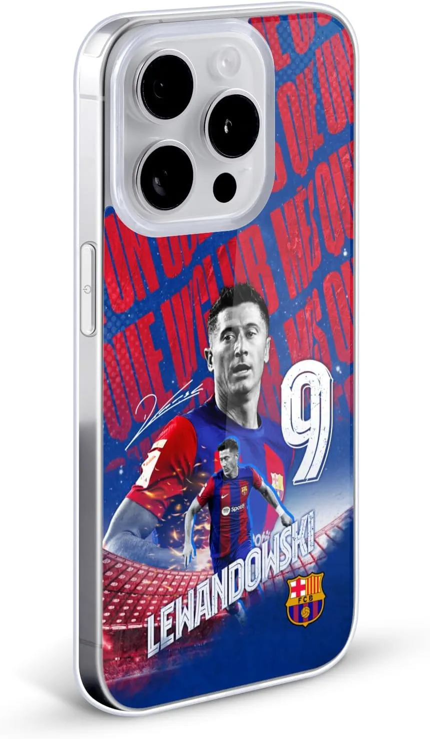 Head Case Designs Officially Licensed FC Barcelona Robert Lewandowski 2023/24 First Team Gel Case [Military Grade Protection] Compatible with Apple iPhone 14 Plus