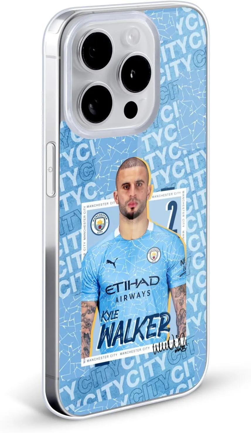 Head Case Designs Officially Licensed Manchester City Man City FC Kyle Walker 2020/21 First Team Gel Case [Military Grade Protection] Compatible with Apple iPhone 12 Mini and Compatible with MagSafe