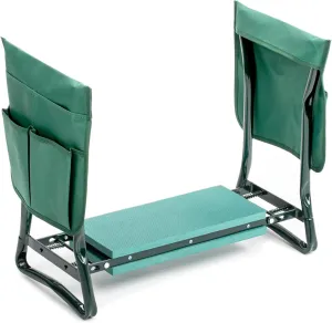 Healsmart Garden Kneeler and Seat, Foldable Kneeling Bench with Sturdy Soft EVA Foam Pad, for Camping, Gardening, Fishing, 2 Tool Pouches Included, Green