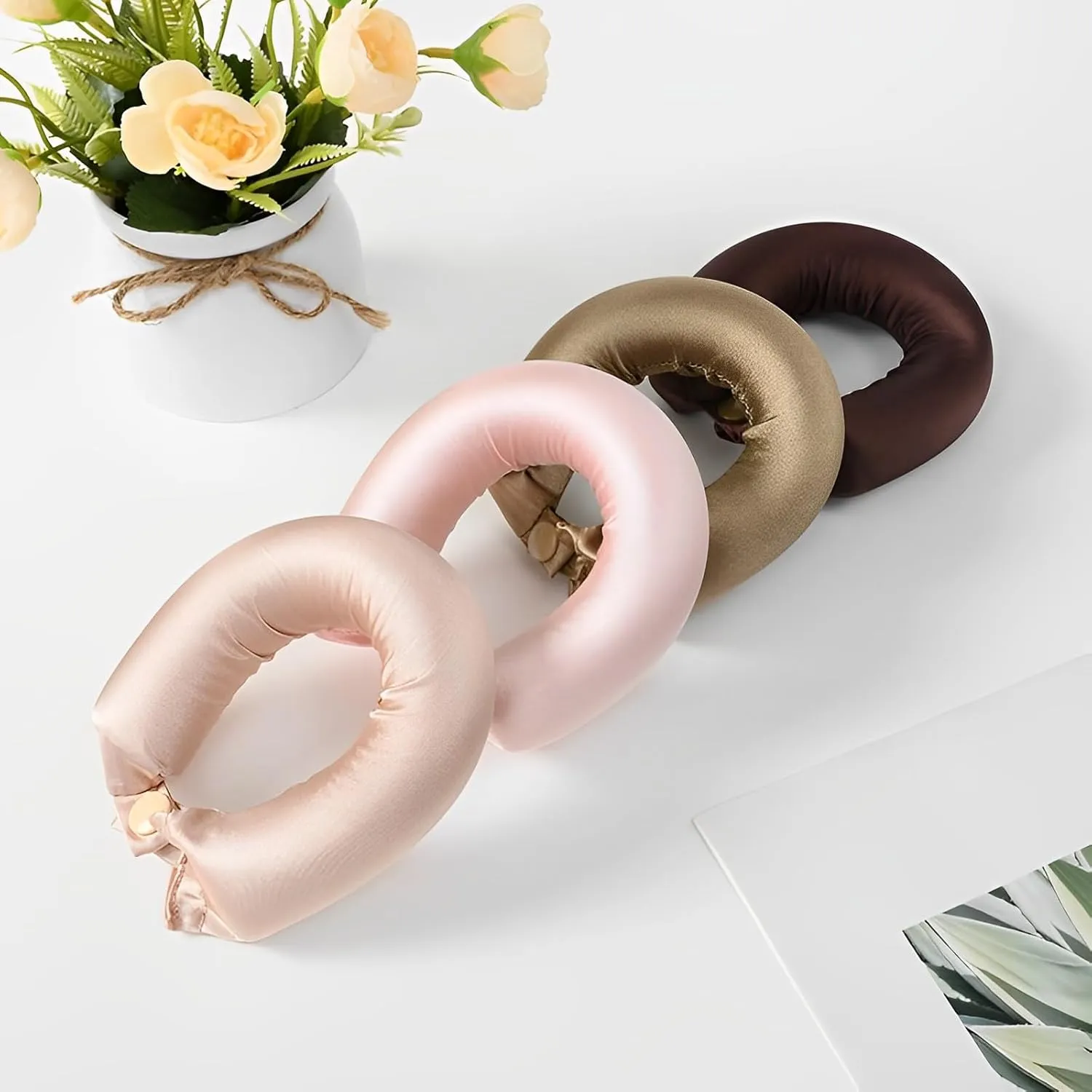 Heatless Curls for Long Hair Overnight Thick Curling Rod with Snaps Curls Sleep In Hair Curler Roller No Heat (Brown, Regular Size)